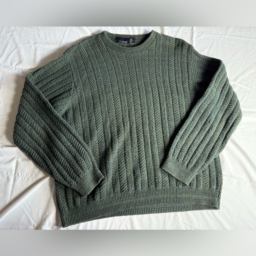 Vintage Bill Blass Textured Knit Sweater in Forest Green - Grandpacore - Men’s L